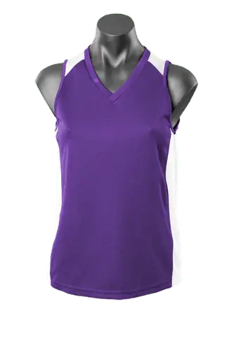 Aussie Pacific Premier Ladies Singlet 2101 Casual Wear Aussie Pacific Purple/White 8